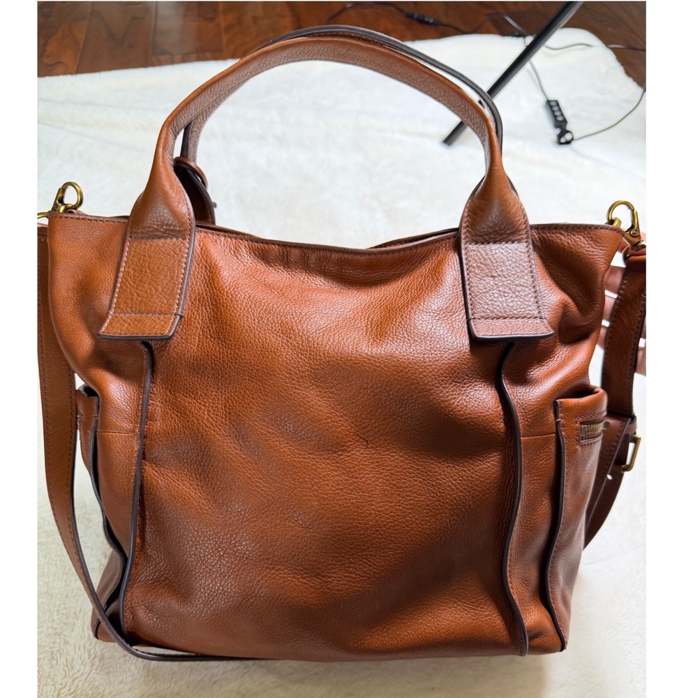 Fossil Emerson Medium Satchel Women Medium Brown Leather Shoulder Strap - Picture 2 of 14